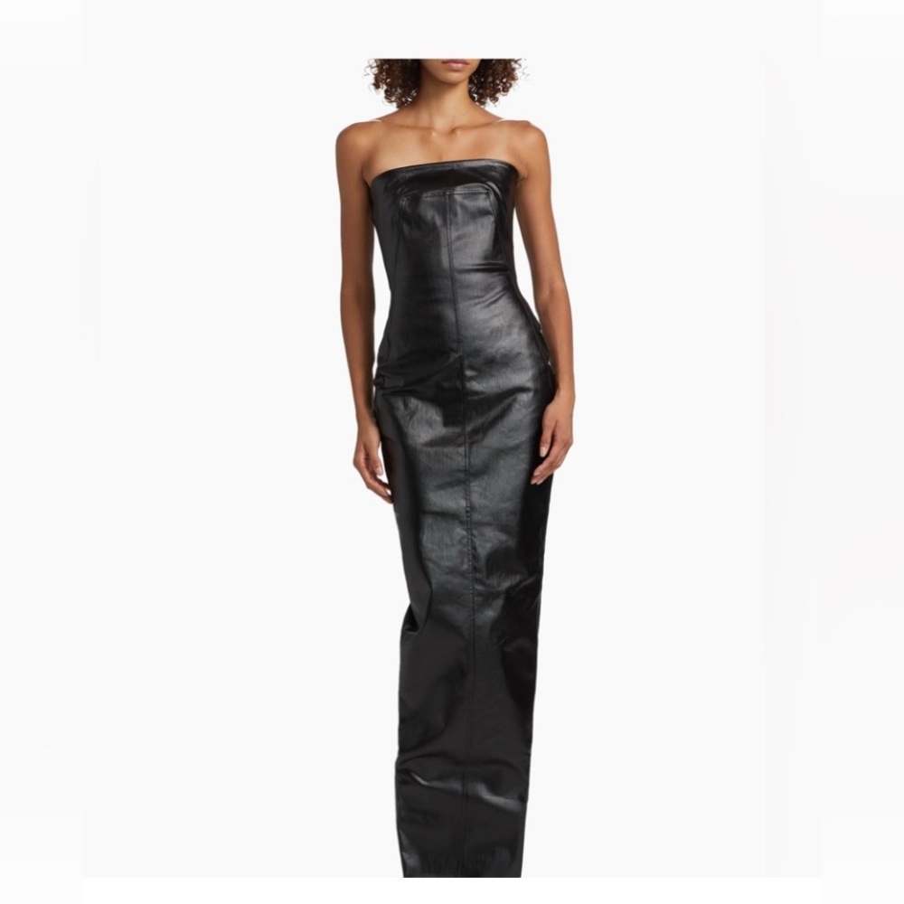 Rick Owens Denim Black Bustier Maxi Gown